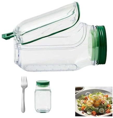 Boîte à déjeuner pour salade avec bol à ouverture latérale et gobelet à vinaigrette étanche, récipient à salade en PET avec fourchette en acier inoxydable, récipient réutilisable pour préparation des