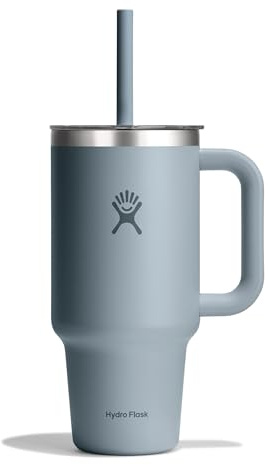 Hydro Flask 24 Oz Travel Tumbler with Handle, Clear Lid and Straw - Insulated Stainless Steel in 24 Oz Shale Gray