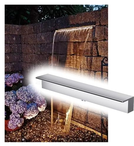 36 tum väggfontän i rostfritt stål med vattenfall spill – elegant vattenfunktion för trädgård, uteplats, spa, balkong och fiskdammar – modern design med sprayutlopp