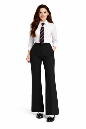 L S U Girls’ Bootleg School Trousers Adjustable Waist Flared Pants Zip & Button Closure
