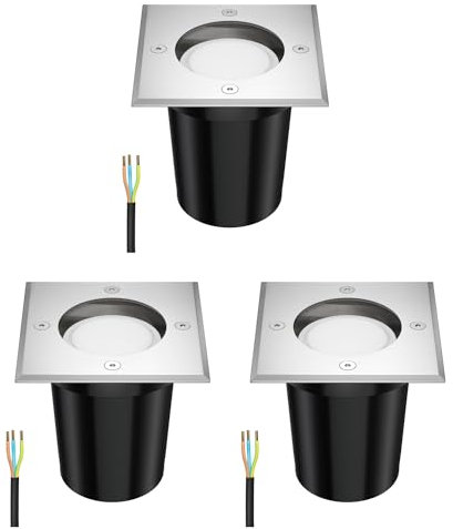ledscom.de 3 pièces luminaire encastré de sol RELI pour l'extérieur inox carré IP67 incl. lampe LED 4,914W 340 450lm blanc chaud