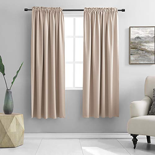 DONREN Warm Taupe Living Room Curtain Panels,Energy Saving Thermal Insulated Room Darkening Drapes/Draperies (1 Pair,52 by 72 inch Length)