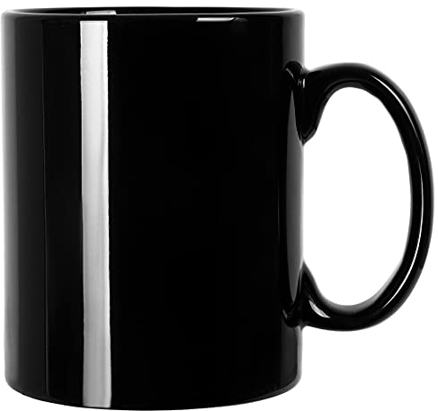 Smilatte Taza de café de cerámica extra grande de 20 onzas, taza de té clásica de porcelana M017 con asa para oficina y hogar, color negro