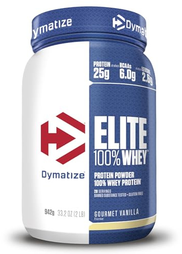Dymatize Elite 100% Whey Gourmet Vanilla 942g - Pulverizador de adecuada Poteína y Baja Azúcar + Proteína de Suero y BCAA