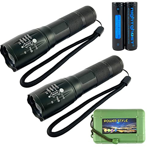 NightGhost LED Antorcha Super Luminosa 1000 Lúmenes Zoomable Linterna 5 Modos Enfoque IPX6 Táctica Impermeable al Aire Libre 2 Pack (3350 versión)