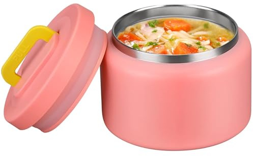 MAISON HUIS 8oz Soup Thermo Wide Mouth Vacuum Insulated Thermo Food Jar, Leak Proof Stainless Steel Thermo for Hot&Cold Food Kids Food Lunch Soup Container for School Travel (Pink)