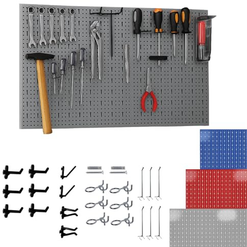 Crisalide® Pannello Portautensili Officina 100x50 cm con Kit Ganci Inclusi – Parete Porta Attrezzi in Metallo per Garage, Banco da Lavoro e Laboratorio – Organizer Utensili da Parete