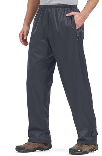 mosingle Pantalones impermeables para hombre, ligeros, transpirables, resistentes al viento, con bolsillos con cremallera, pantalones de lluvia para golf, senderismo, pesca al aire libre, ciclismo,