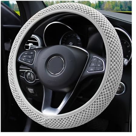 Adunsiaoto Couvre Volant en Microfibre Cuir Souple, Protege Antidérapant Respirant Souple Durable Accessoire de Voiture, Antidérapant Respirant Caches de Volant pour Voiture Van Truck SUV(Gris)