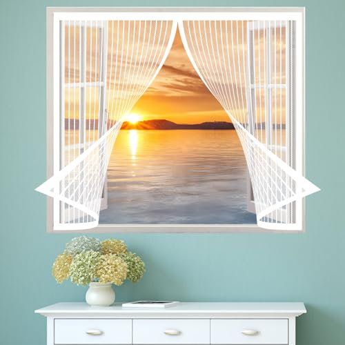 Fly Screen Mosquito Net 152 x 186 cm(60 x 73inch), Keep Insects Out Mosquito Door Screen, Keep Insects Out Fits Any Size Insect Mesh Mosquito Net for Window, White