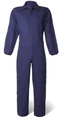 SADISRLS Tuta da lavoro intera uomo in cotone massaua con cerniera zip multitasche 44-64 (Blu, 46)