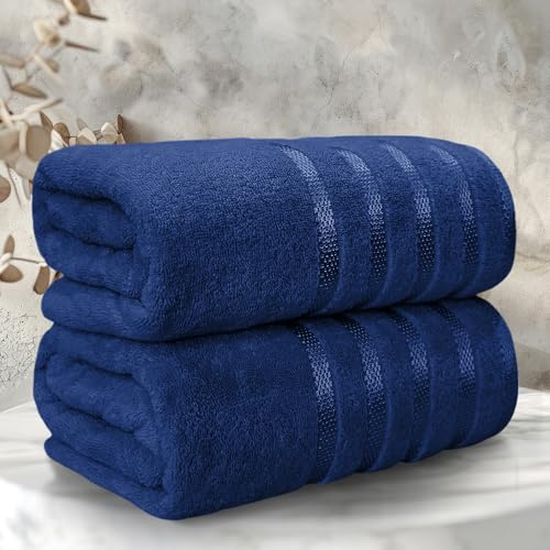 Casabella Bath Sheets - Luxury 2 Pack Bathsheet 90x180 cm - 100% Cotton Towels - Quick Dry Extra Large Bath Towel - Super Soft Highly Absorbent Jumbo Bath Sheet - Large Bathroom Towels - Royal