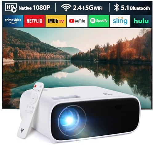 ZDK 2024 New Mini Projector with 5G WiFi, Full HD 1080P, 4K Supports BT 5.1 Projector for Home Cinema, Compatible with Smartphones, Android/iOS/TV Box/PS5/XBOX. (Black, 20000L)