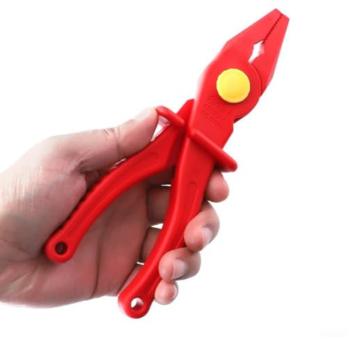 Yuanpgky Elektriker VDE Isolierte Zange, Isolierter Kunststoff-Schraubstock, Mehrzweck-Elektrikerzange für Leitungsbrucherkennung, Klemm- oder Wickelvorgänge