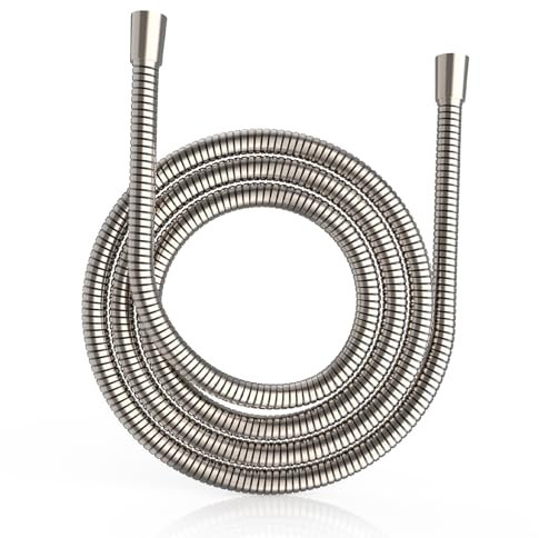 MEKO Flexible de Douche Universel (G1/2, 1.8M) en Acier Inoxydable,Tuyau Douche Anti-Torsion et Anti-Pliure,Acier Inoxydable Tuyau pour Pommeau de Douche (Nickel Brossé)