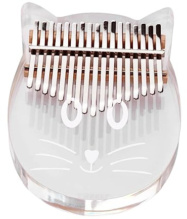 HONITANO Keys Transparent Cat Shape Kalimba Thumb Piano Crystal Mbira for Kids Adults for Performance Travel Relaxation High Durability Easy to Learn