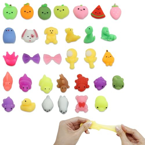32 Stück Mochi Squishy Juguetes, Anti Estrés Bebé Mini Squishies Soft Squeeze, Textura Dulce Gelatina, Regalos Niños Adultos, para Navidad, Cumpleaños Escuela, Premios en Clase (Entrega Aleatoria)