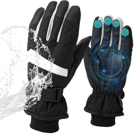 Wusboo Guantes Invierno Hombre Mujer, Guantes de esquí, Termicos Impermeables para Frio, Bicicleta Montaña Nieve Ciclismo MTB, Tactiles Mujer Running Esqui Snowboard