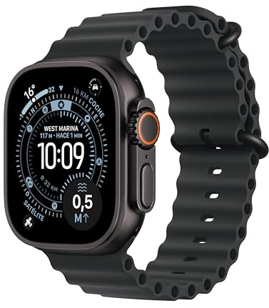 Apple Watch Ultra 3 GPS + Cellular, Reloj prémium para Running y Multideporte con Caja de Titanio Resistente de 49 mm y Correa Ocean Negra. Monitores avanzados de Salud