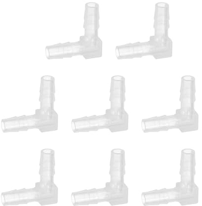 sourcing map 7 piezas de manguera, codo de 90 grados, conector en L, manguera de plástico de 5/32 pulgadas de diámetro exterior, adaptador de junta reparadora para tubo de línea de combustible líquido