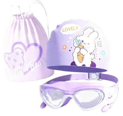 Baoblaze Gorro de baño para niños, Impermeable, con visión, Gorro de Ducha y Gafas de Buceo para niñas y niños.