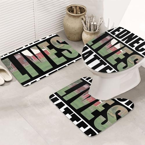 Alfombra De Baño De 3 Piezas Las Vidas De Los Paletos Importan Juego De Alfombrillas De Baño Moda Imprimir Alfombras De Cama, para Bathroom, Cocina, Dormitorio