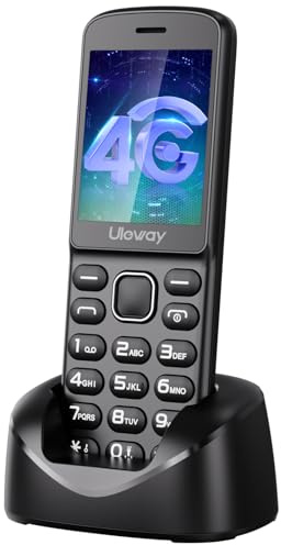 Tosaju Téléphone portable 4G pour personnes âgées - Sans contrat - Avec boutons - 1400 mAh - Longue durée de vie de la batterie - Débloqué - Bluetooth - Pour personnes âgées - Téléphone d'urgence sans