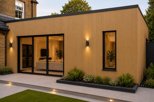Outdoor Composite Wall Panels 240cm – Pack of 12 Slatted Cladding Panels – Weatherproof, UV Resistant WPC Wall Cladding for Garden, Fence, Exterior Feature Walls – Covers 4.61m² (Oak 03)