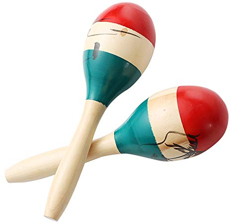 Musfunny Maracas Große bunte Holz Rumba Shaker Rassel Hand Percussion von Sand des Hammers Großes Musikinstrument mit Salsa Rhythmus für Party,Spiele (bunt)