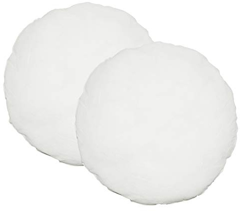 Haus und Deko Förpackning med 2 fyllningskuddar 50 cm rund polyester soffkudde vit