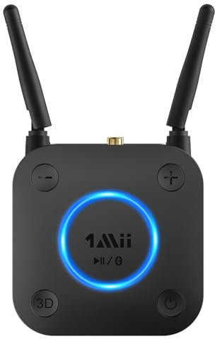 1Mii B06Pro Recepteur Bluetooth 5.1, Longue Portée Adaptateur Audio sans Fil HiFi, avec 3D Surround aptX HD Faible Latence RCA Optique AUX 3,5 mm Coaxial pour Système Stéréo Domestique