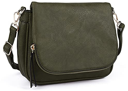 GLITZALL Bolsas de hombro para mujeres, pequeñas bolsas de hombro con múltiples bolsillos, cuero de PU, verde, pequeño