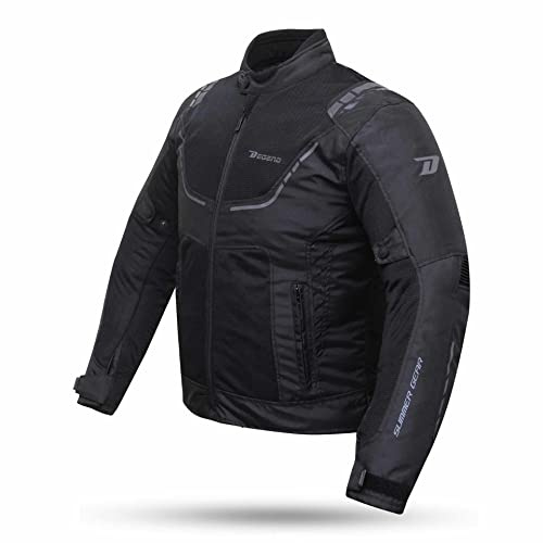 DEGEND BREEZE EVO | Motorcykeljacka Man med skydd - Vattentät ventilerande jacka med ventilation - Motorcykelkläder - Motorcykeljacka - Storlekar (S-6XL), Svart, 6XL
