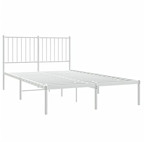 vidaXL Sängram med huvudgavel metall vit 120x190 cm, säng, metallsäng, metall sängram, sängar, metallsängar, metall sängramar, gästsäng, gästsängar