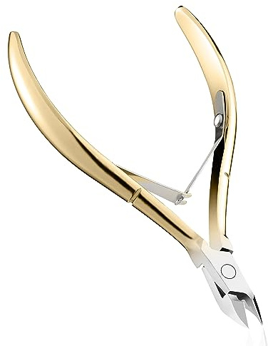 GAOY Professional Cuticle Nippers, Stainless Steel Cuticle Trimmer Nail Clippers, Remover Macicure Tool for Fingernails and Toenails, Gold