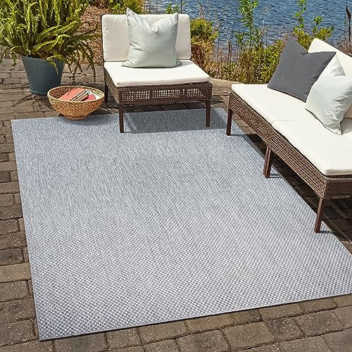 SANAT Melissa Outdoor Teppich Wetterfest - Wasserabweisend für Innen und Außenbereich, Balkon, Terrasse, Garten, Wohnzimmer oder Küche - Hell Grau, 200x290 cm