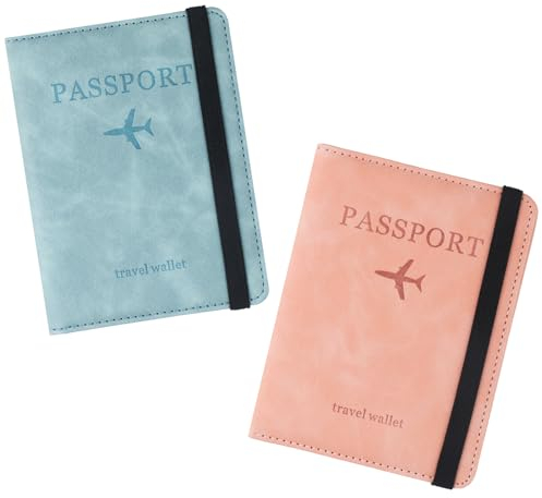 2 Stk Passport Holder, Reisepasshülle, Reisepass Hülle, Passport Cover, Kunstleder Passport Hülle, Reisepass Schutzhülle, Reisepass Tasche für Damen Herren Kreditkarten Ausweis Reisedokumente