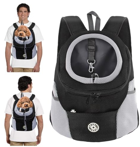 PETCUTE Sac à Dos de Transport pour Chiens,Respirant,Réglable Sac à Dos pour Chien et Chat avec Fond étanche,Bandoulière Rembourrée,Sacs de Transport pour Animaux de Voyage,Crochet de Sécurité