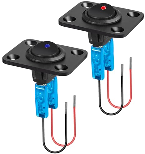 Linkstyle Interrupteur à Bascule, 12V 20A LED Bleu et Rouge Interrupteur à Bascule ON OFF SPST pour Voiture Yacht Bateau Marine