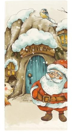 FZRTGOP Weihnachtsmann Handtücher Schnelltrocknend Waschlappen Badetücher Handtuch Für Sport Spa Yoga 73x35cm