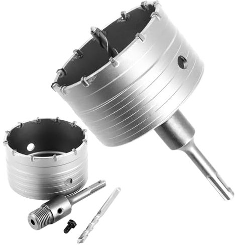 MIVIDE Corona de perforación de 100 mm, juego de brocas con adaptador SDS plus de 110 mm y broca de centrado, resistente a los martillos y a los golpes de 100 mm, hormigón para mampostería, piedras