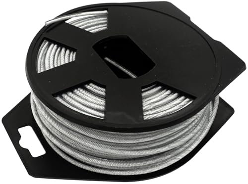 Zeqeey Câble de Coupe-Bordures Ronde Fil de Débroussailleuse Renforcé en Acier Gainé de Nylon, 2,4 mm x 43 m (0,095 Pouce)