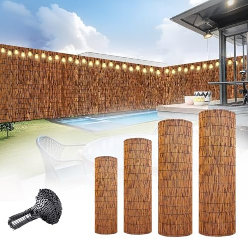 Générique Rouleau De Clôture en Roseau Brise Vue en Roseau Naturel Clôture D'intimité de Balcon décorative Résistant Aux Intempéries pour Jardin Pergola Carport