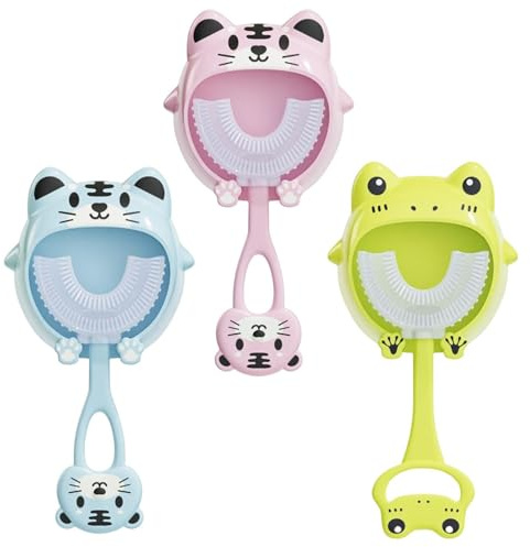 3pcs Brosse À Dents Pour Les Tout-petits, Brosse À Dents En Forme De Bébé U, Toys De Dentition D'entraînement En Silicone, Silicone Douce De Qualité Aliment