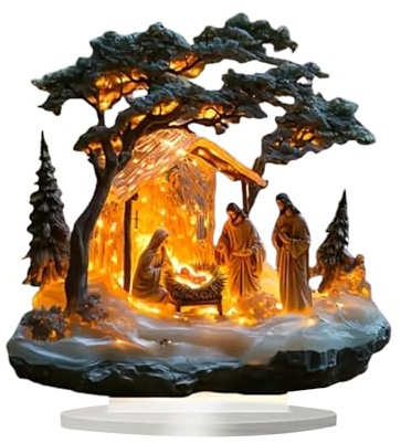 Rechory Figura de belén – Decoración acrílica para decoración de Navidad, figuras clásicas exquisitas, decoración del hogar, escena de mesa de Navidad