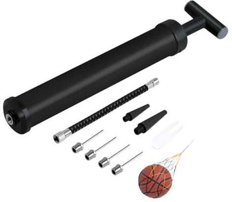 ULIJTH Pompes à air portables Gonfleur Ballon de sport avec aiguille Tuyaux Buse Main pour Basketball, Football, Volley-ball, Sports Pompes à Ballon avec Aiguille
