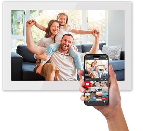AGFA Fotoram Realiview APF1000 Wi-FI 10 tum LCD-glasskärm - foton/videodisplay, klocka, väder, automatisk rotation, 32 GB minne, FRAMEO iOS/Android-app ingår - vit