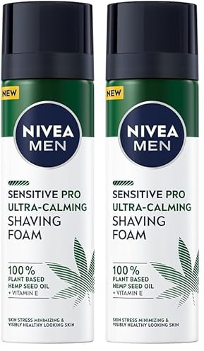 NIVEA MEN Sensitive Pro - Schiuma da barba lenitiva, 200 ml (Confezione da 2)