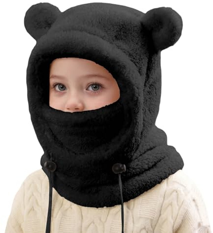 Générique Cagoule d'hiver Thermique pour Enfants 3-10 Ans Multifonction Coupe-Vent Réglable Écharpe de Ski Bonnet en Polaire Chaude Casquette Tour de Cou écharpe pour Garçons Filles