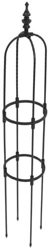 NUOBESTY Spaljé för klätterrosor och tomater 120 cm av metall 8 mm järn stödram med markspett växtstöd för trädgård och terrass obelisk växtstöd för krukväxter